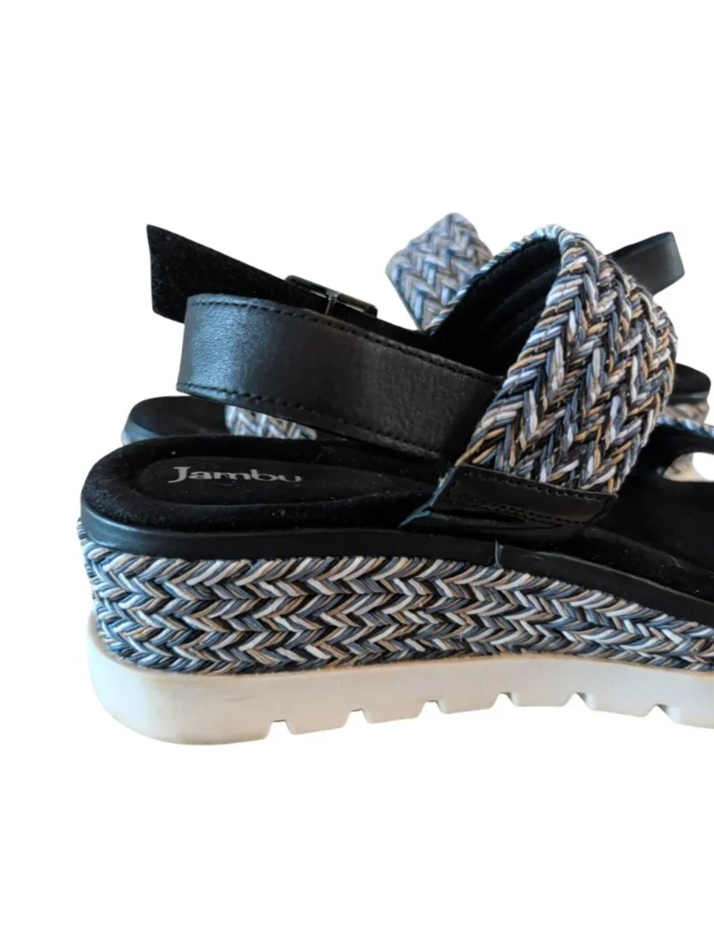 Jambu Destiny Women’s 9M Platform Wedge Sandals Braided Strappy Black Gray